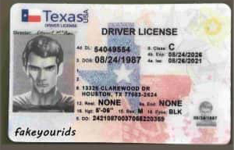 Texas Scannable Fake ID-2 Front