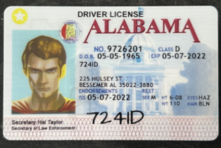 Scannable Alabama ID 1 front