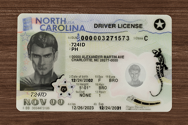 2025 Version North Carolina ID